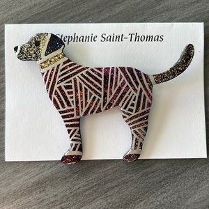 Hand Painted Labrador Lacquer on Wood Art Pin